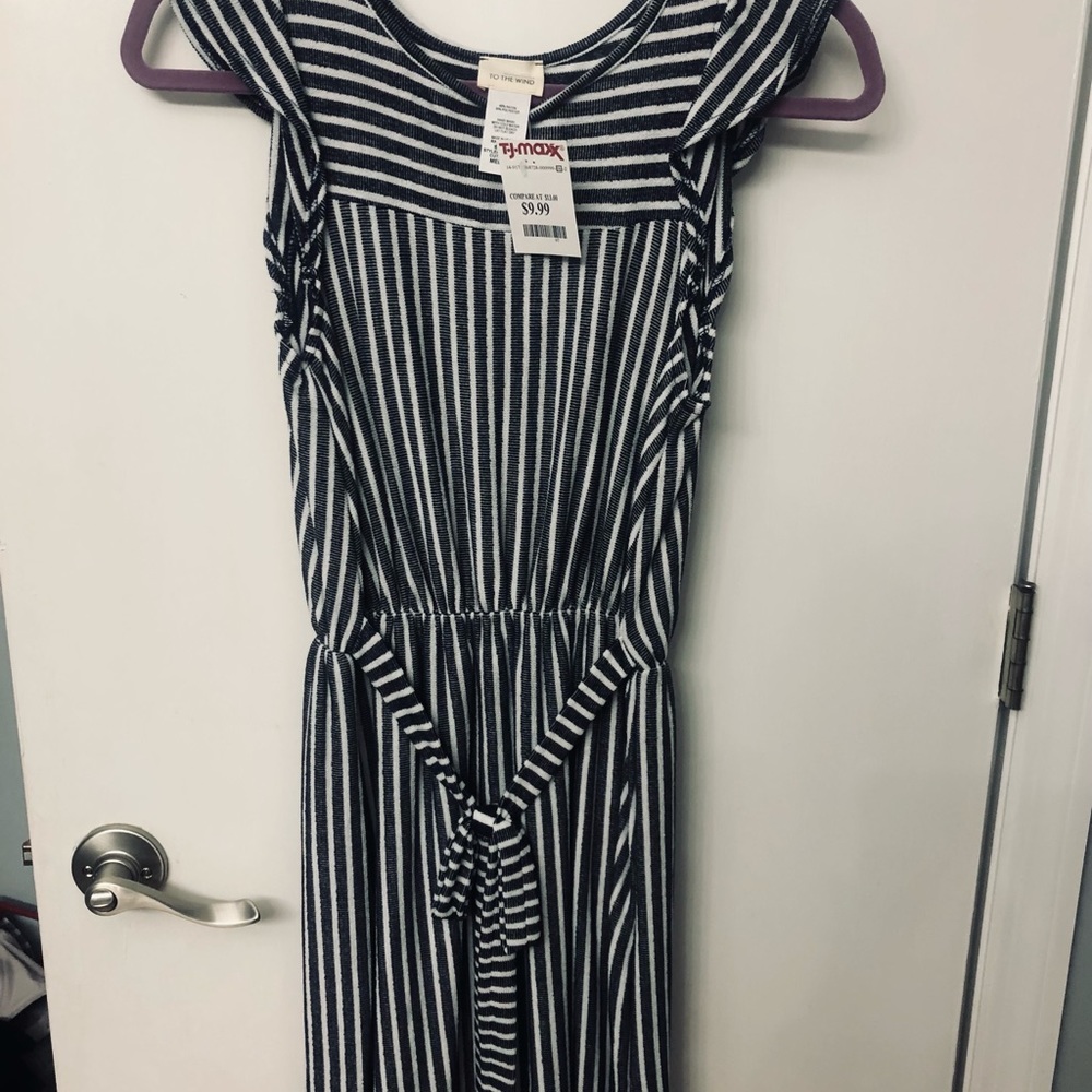 Navy and white stripped dress, NWT